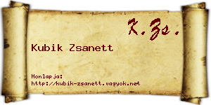 Kubik Zsanett névjegykártya